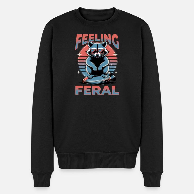 Funny Raccoon - Männer Premium Bio Pullover - Schwarz