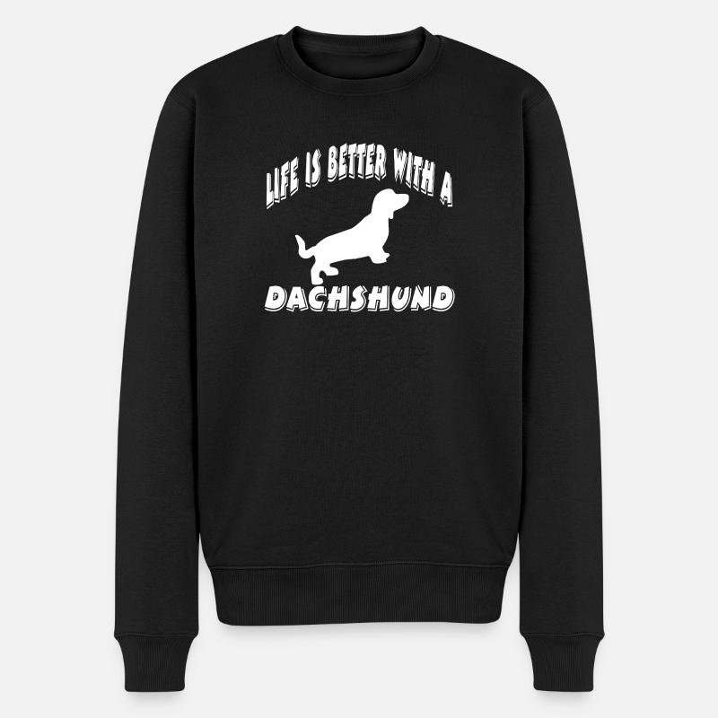Dackel - Männer Premium Bio Pullover - Schwarz