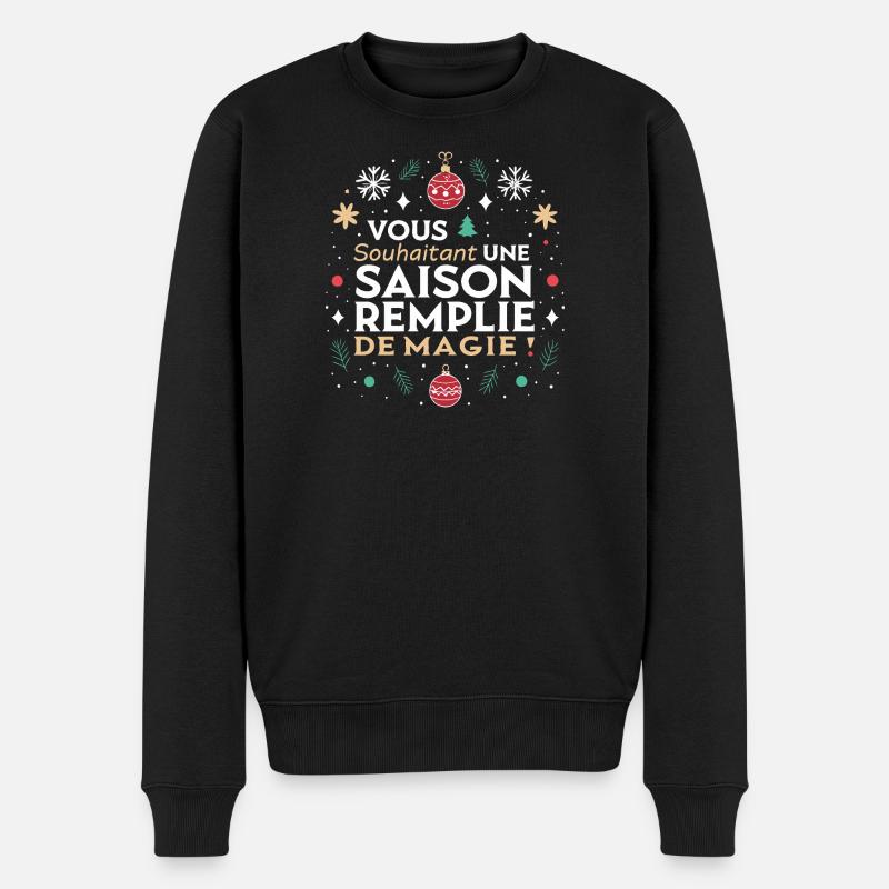 Magische Weihnachtszeit - Männer Premium Bio Pullover - Schwarz