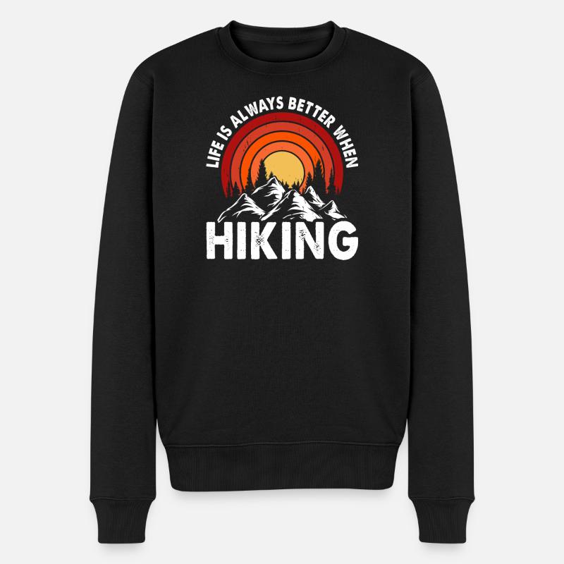 Wandern Wanderer Bergsteiger Geschenk - Männer Premium Bio Pullover - Schwarz