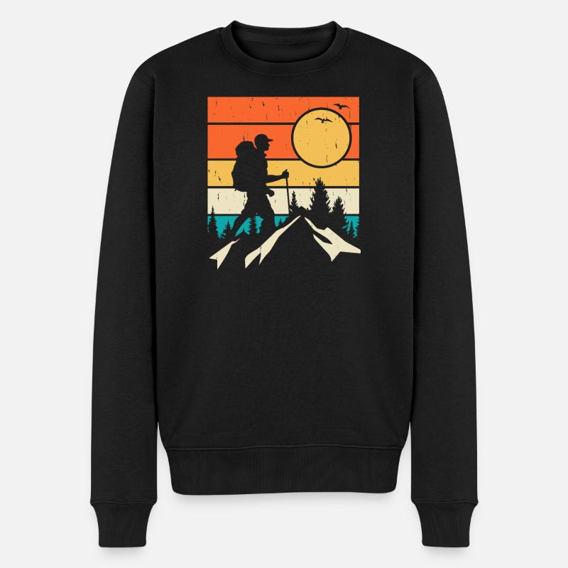 Hiking Retro - Männer Premium Bio Pullover - Schwarz