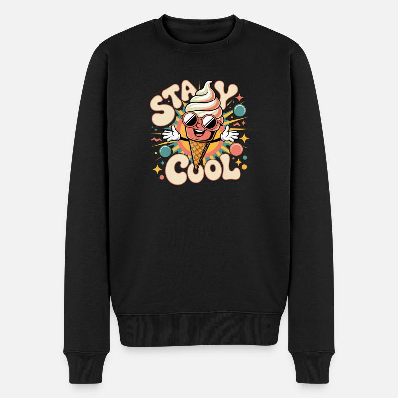 Retro Eiscreme - Männer Premium Bio Pullover - Schwarz