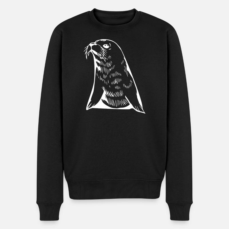 Seehund Robben T-shirt Geschenk Norddeutschland - Männer Premium Bio Pullover - Schwarz
