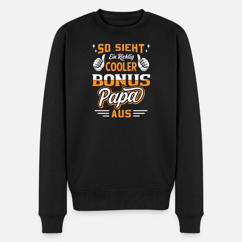 So sieht ein cooler Bonus Papa aus / Stiefvater - Männer Premium Bio Pullover - Schwarz
