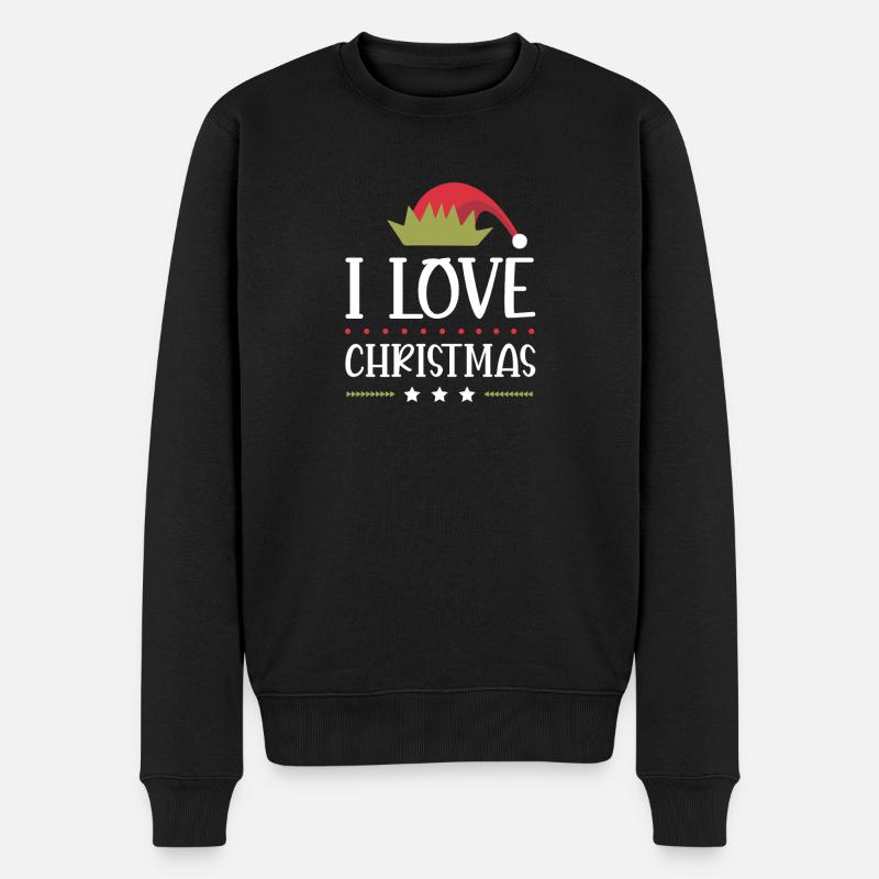 Ich Liebe Weihnachten - Männer Premium Bio Pullover - Schwarz