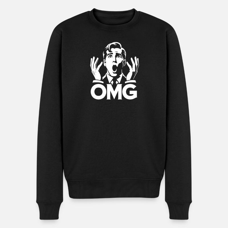 OMG Ausdruck Pop Art - Männer Premium Bio Pullover - Schwarz