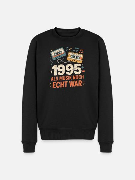 1995 Als Musik Noch Echt War - Männer Premium Bio Pullover - Schwarz