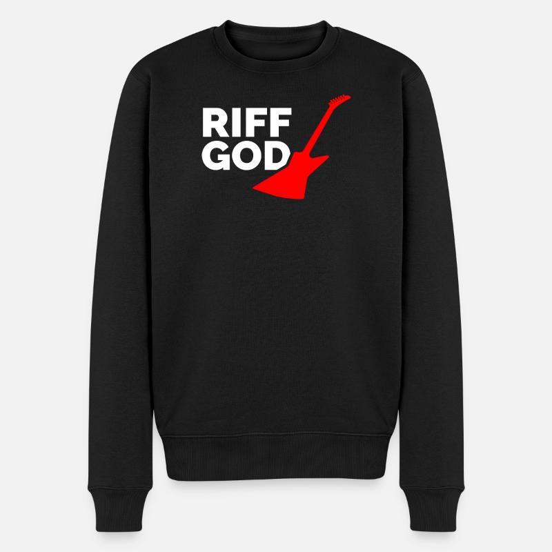Riff God - Männer Premium Bio Pullover - Schwarz
