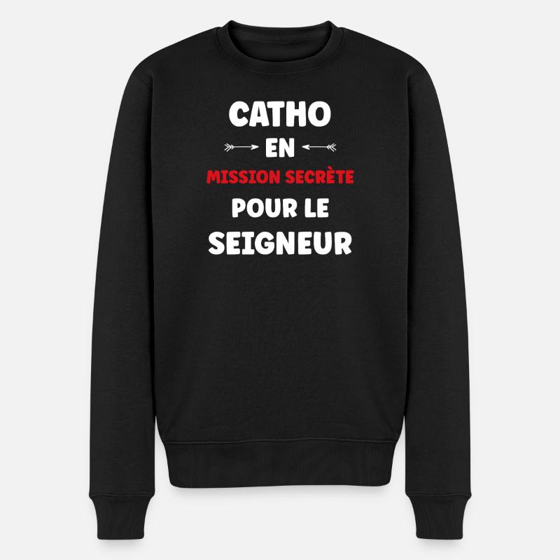 Katholisch - Männer Premium Bio Pullover - Schwarz
