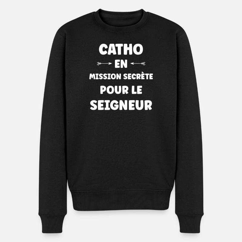 Katholisch - Männer Premium Bio Pullover - Schwarz
