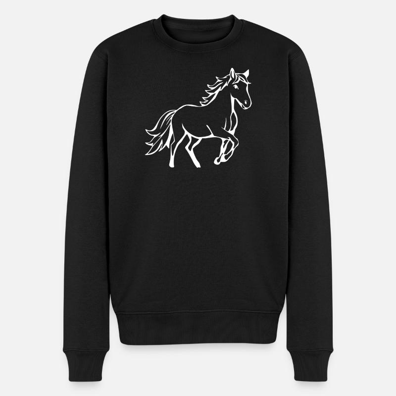 Pferde T-shirt Geschenk Reiter  - Männer Premium Bio Pullover - Schwarz