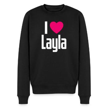 I Love Layla Pinkes Herz Ich liebe Layla - Männer Premium Bio Pullover - Schwarz - Vorne - Nico (187cm)