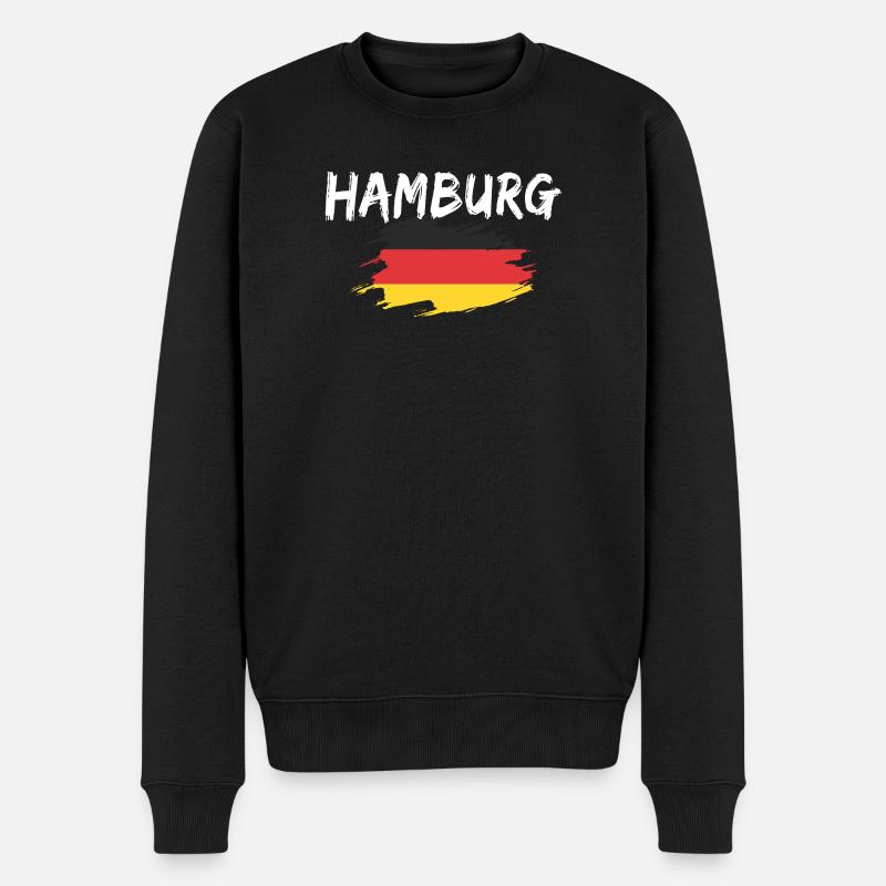 Hamburg Deutschland Flagge - Männer Premium Bio Pullover - Schwarz
