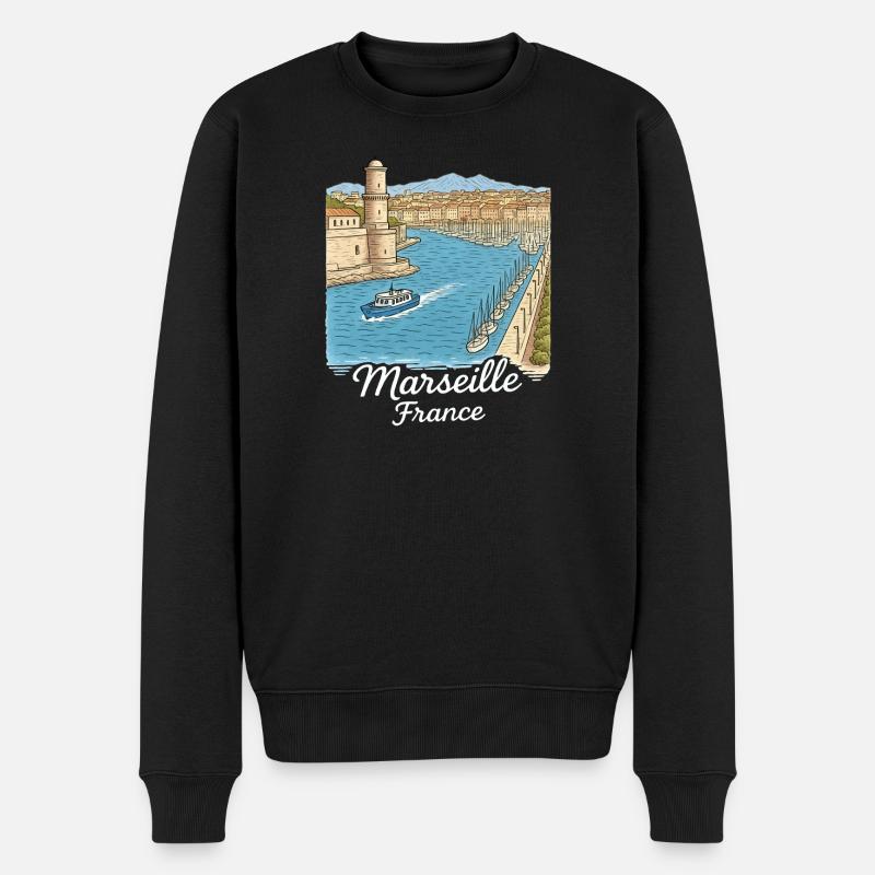 Marseille Frankreich - Männer Premium Bio Pullover - Schwarz