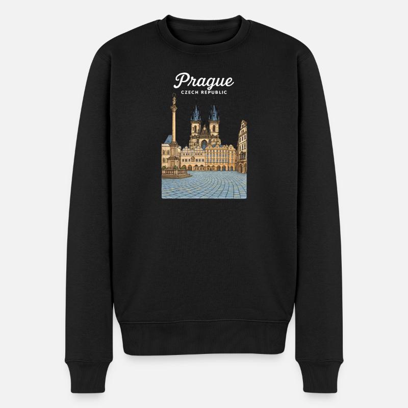 Prag - Männer Premium Bio Pullover - Schwarz