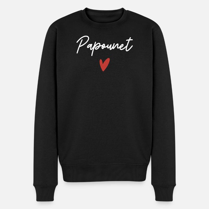 Papa Herz Geschenkidee - Männer Premium Bio Pullover - Schwarz