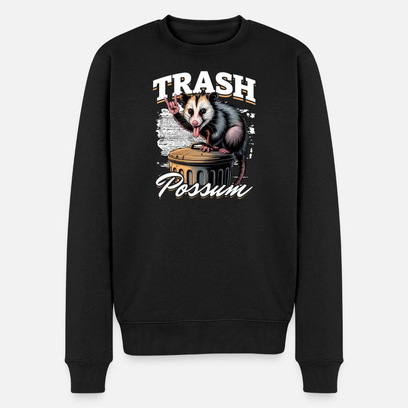 Funny Opossum - Männer Premium Bio Pullover - Schwarz