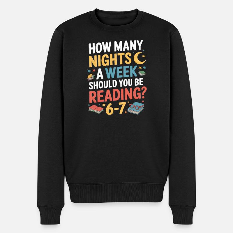Lese-Motivation 6-7 Nächte Retro Blumen - Männer Premium Bio Pullover - Schwarz