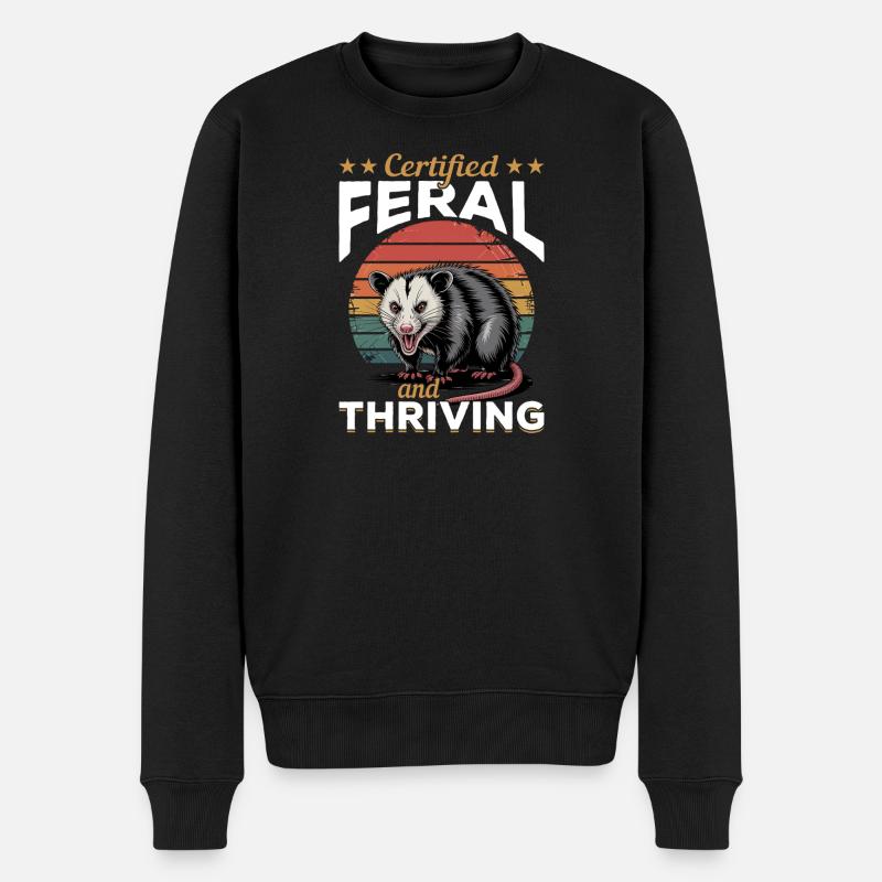Funny Opossum - Männer Premium Bio Pullover - Schwarz