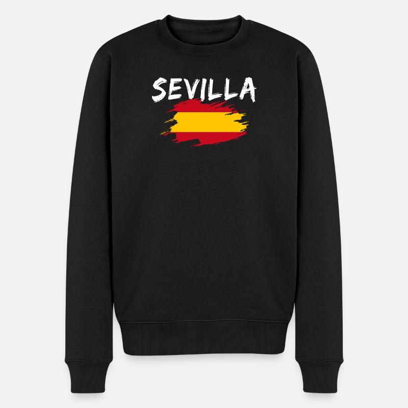 Sevilla Spanien Flagge - Männer Premium Bio Pullover - Schwarz