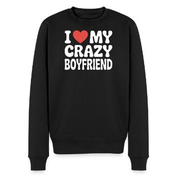 I love my crazy boyfriend Liebe meinen Freund - Men's Premium Organic Jumper - black - Front - Nico (187cm)
