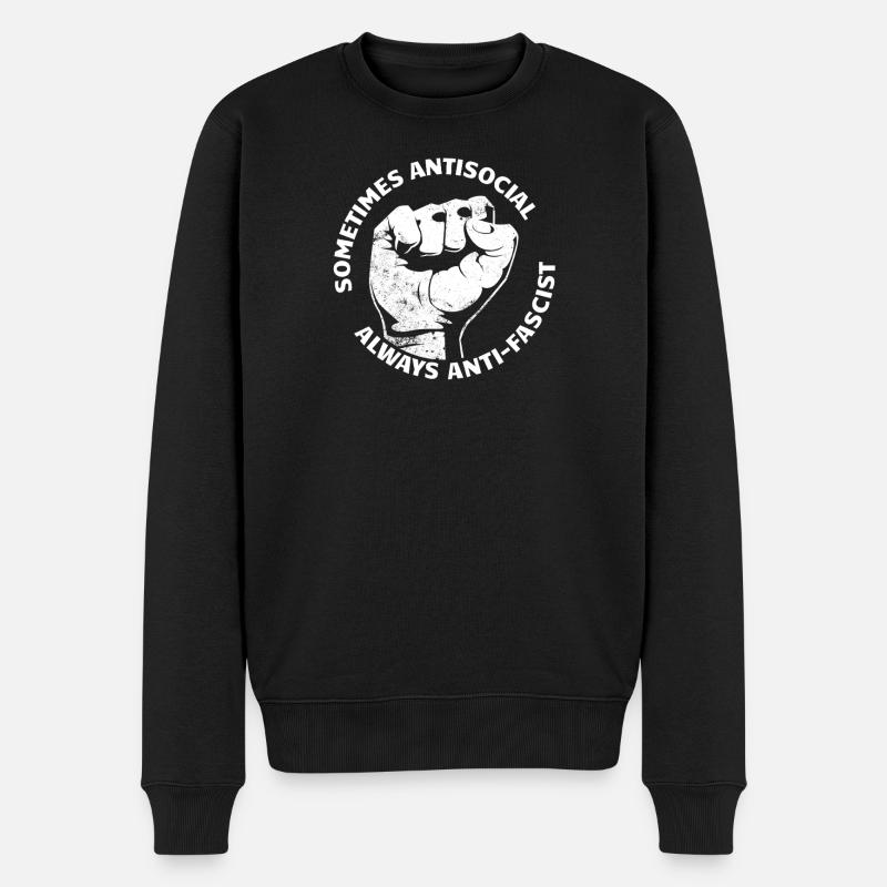 Parfois antisocial, toujours antifasciste - Pull Premium bio Homme - noir