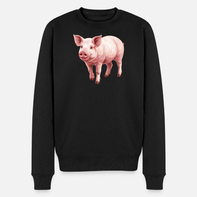 Schweine Schwein - Männer Premium Bio Pullover - Schwarz