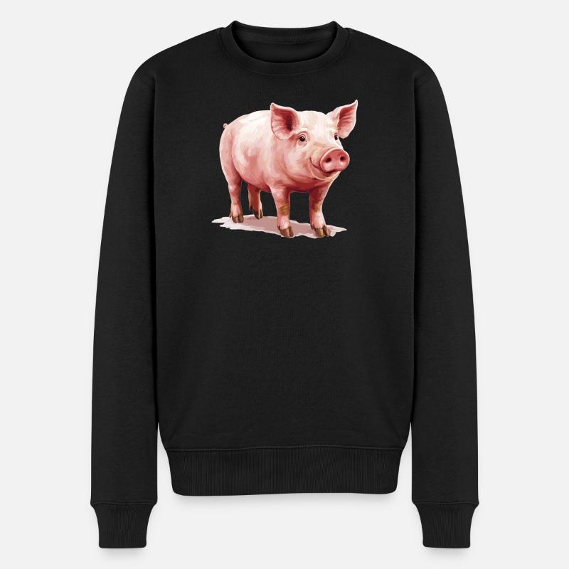 Schweine Schwein - Männer Premium Bio Pullover - Schwarz