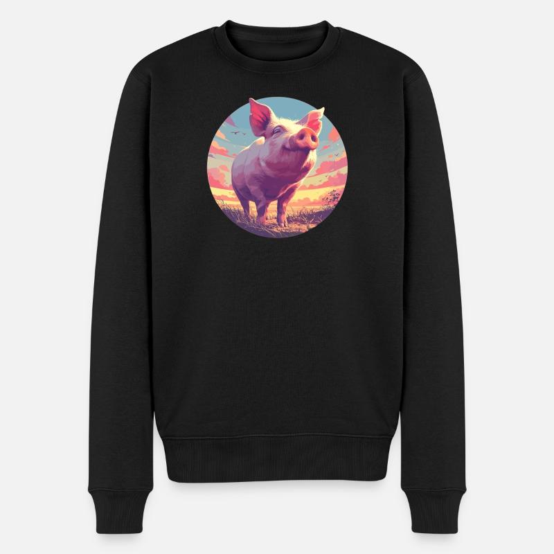 Schweine Schwein - Männer Premium Bio Pullover - Schwarz