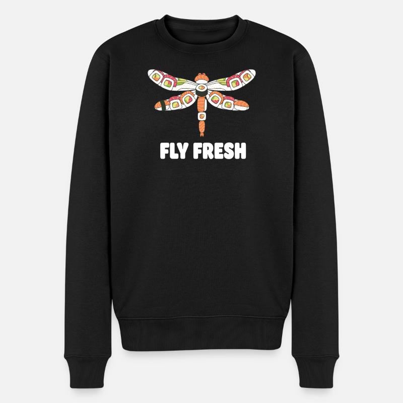 Sushi Dragonfly Fly Fresh - Männer Premium Bio Pullover - Schwarz