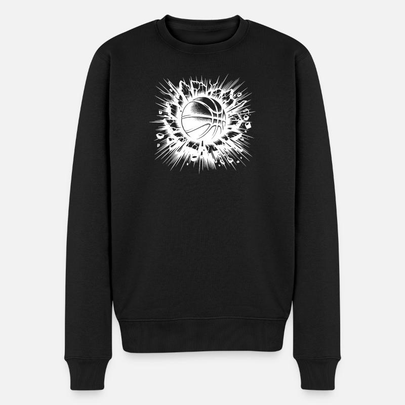 Basketball Wurf zerstört eine Wand - Männer Premium Bio Pullover - Schwarz