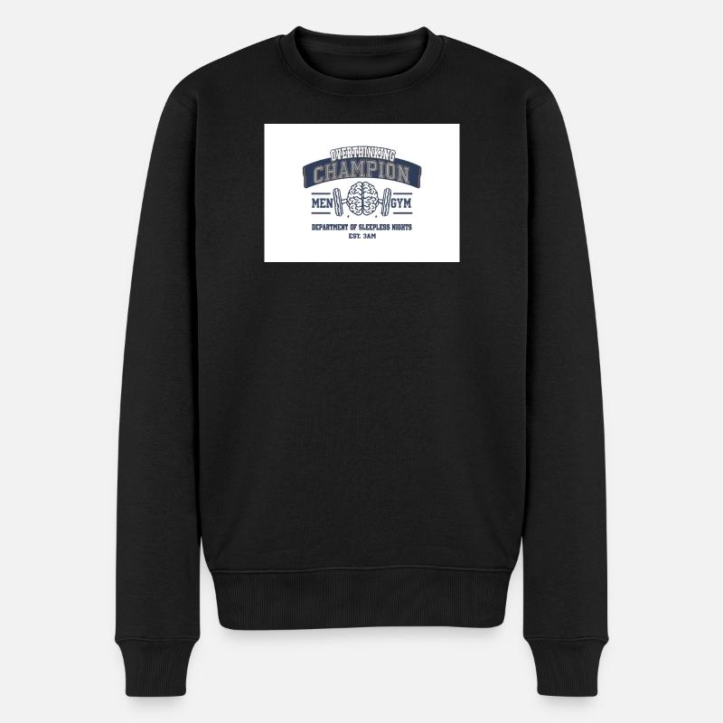 Overthinking Champion Fitnesswitz - Männer Premium Bio Pullover - Schwarz