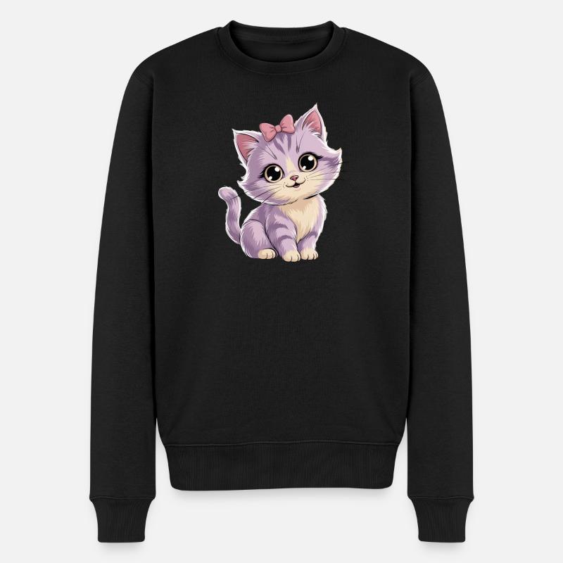 Chaton avec arc - personnalisable - Pull Premium bio Homme - noir
