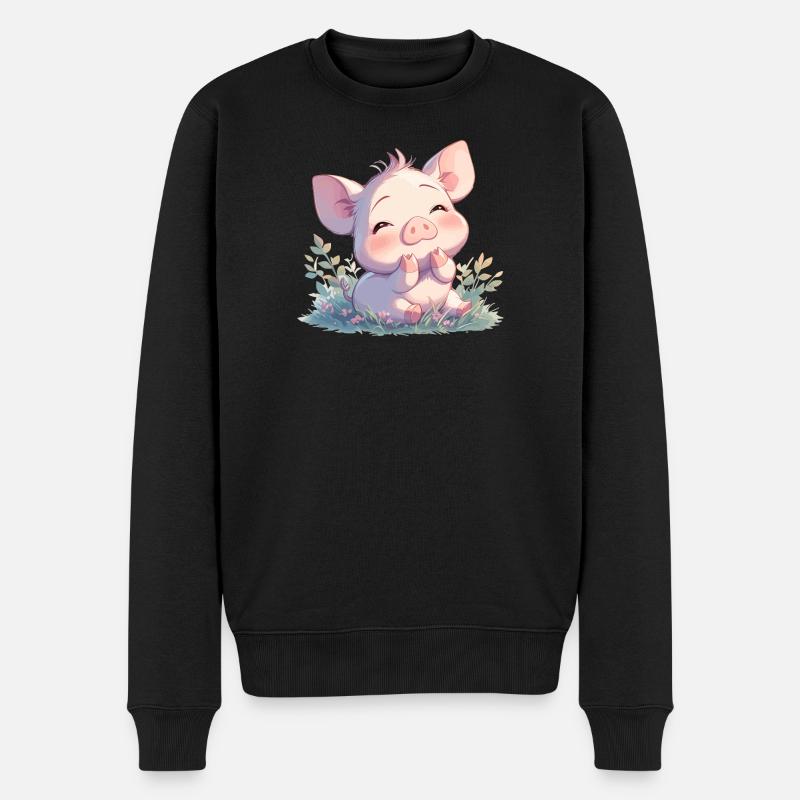 Schweine Schwein - Männer Premium Bio Pullover - Schwarz
