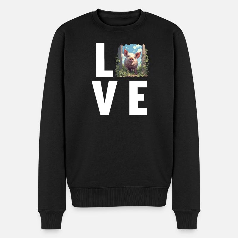 Schweine Schwein - Männer Premium Bio Pullover - Schwarz