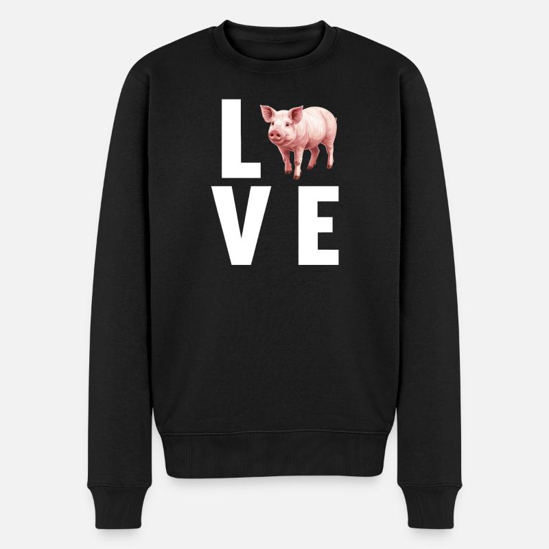 Schweine Schwein - Männer Premium Bio Pullover - Schwarz