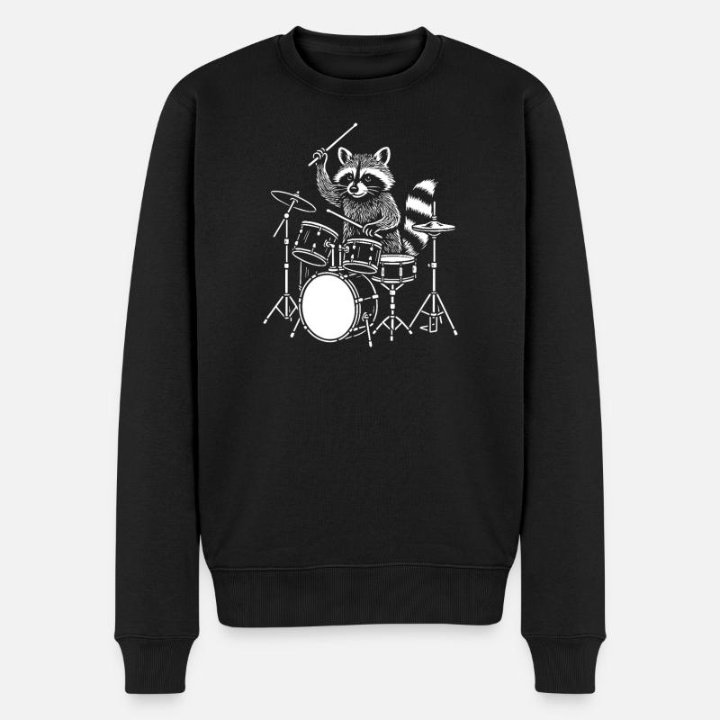 Waschbär Trommler Nightbeat - Männer Premium Bio Pullover - Schwarz