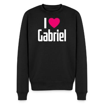 I Love Gabriel Pink Heart I Love Gabriel - Men's Premium Organic Jumper - black - Front - Nico (187cm)