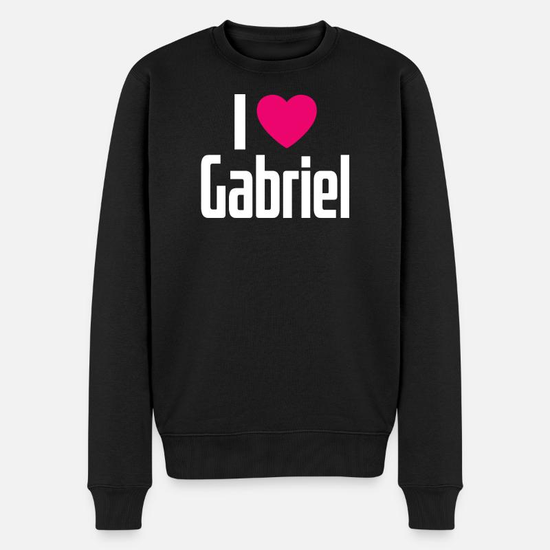 J’aime Gabriel Cœur Rose J’aime Gabriel - Pull Premium bio Homme - noir