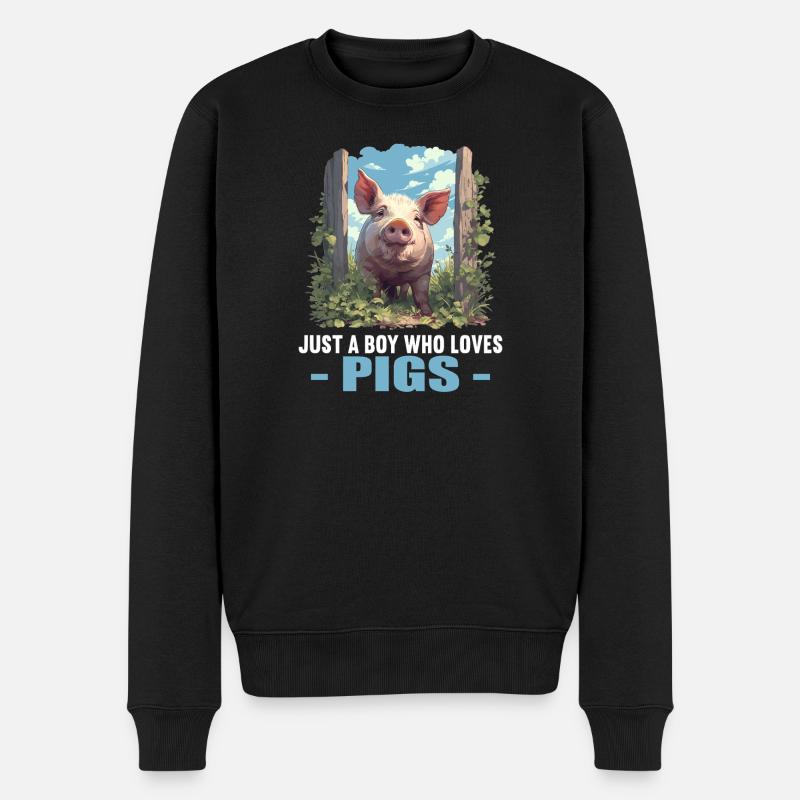 Schweine Schwein - Männer Premium Bio Pullover - Schwarz