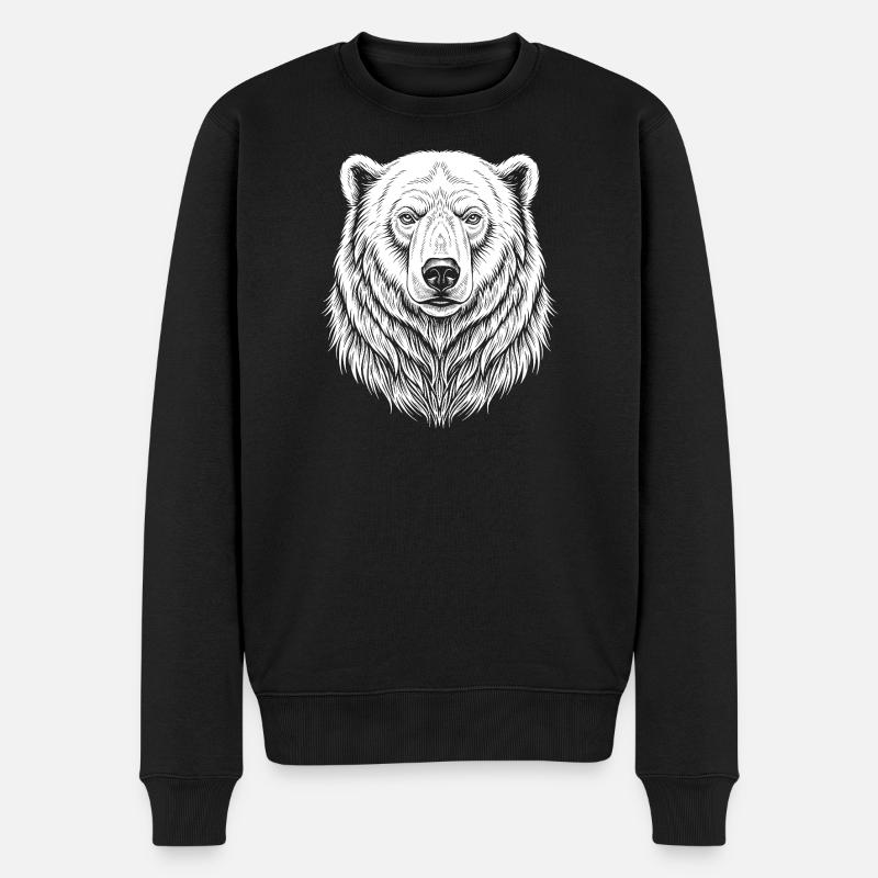 Bär Linienzeichnung - Männer Premium Bio Pullover - Schwarz
