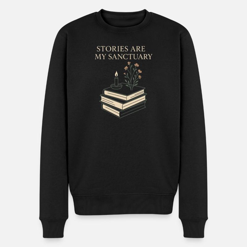 Bücherhafter, Gemütlicher - Männer Premium Bio Pullover - Schwarz