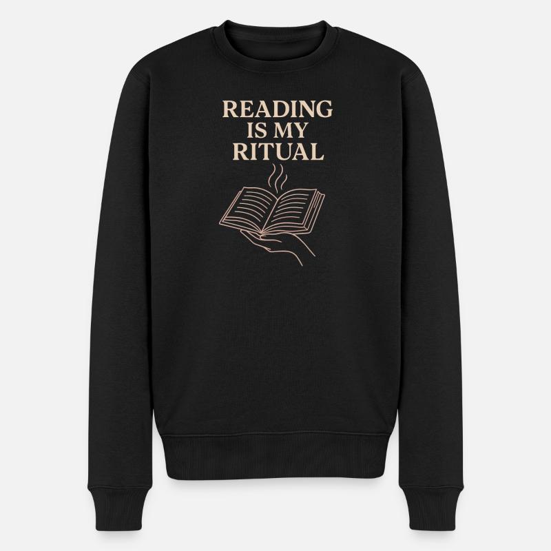 Bücherhafter, Gemütlicher - Männer Premium Bio Pullover - Schwarz