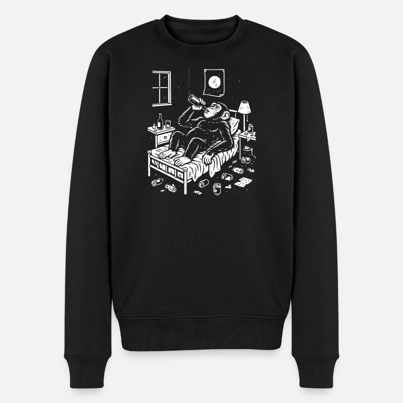Schlafenszeit-Affen-Trink-Absacker - Männer Premium Bio Pullover - Schwarz