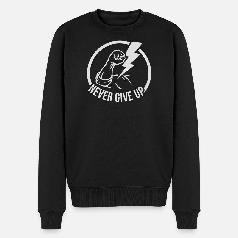 N’abandonnez jamais - Résilience, force mentale - Pull Premium bio Homme - noir