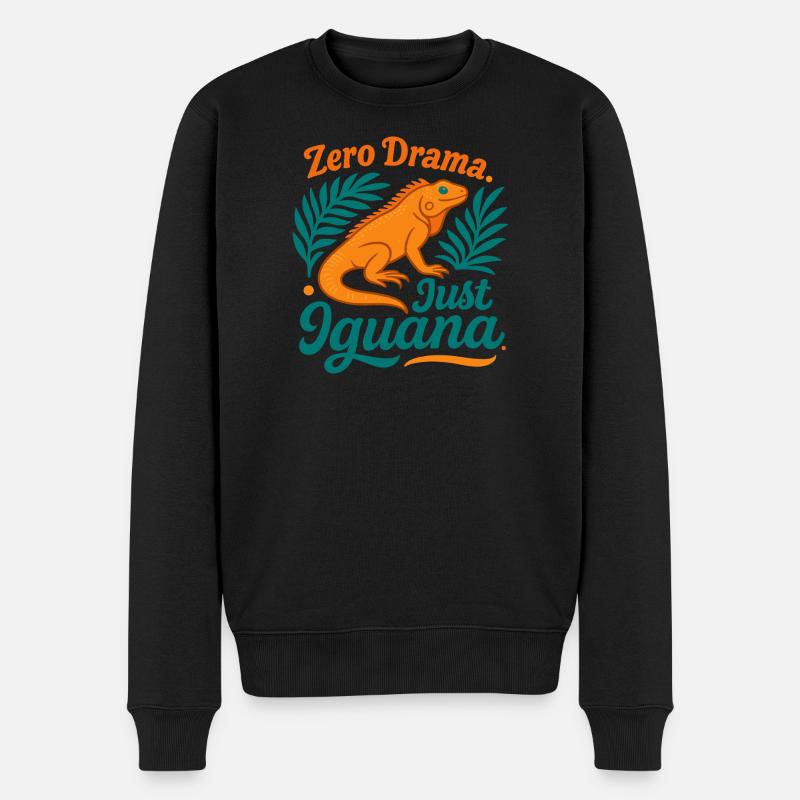 Zero Drama Iguana - Männer Premium Bio Pullover - Schwarz