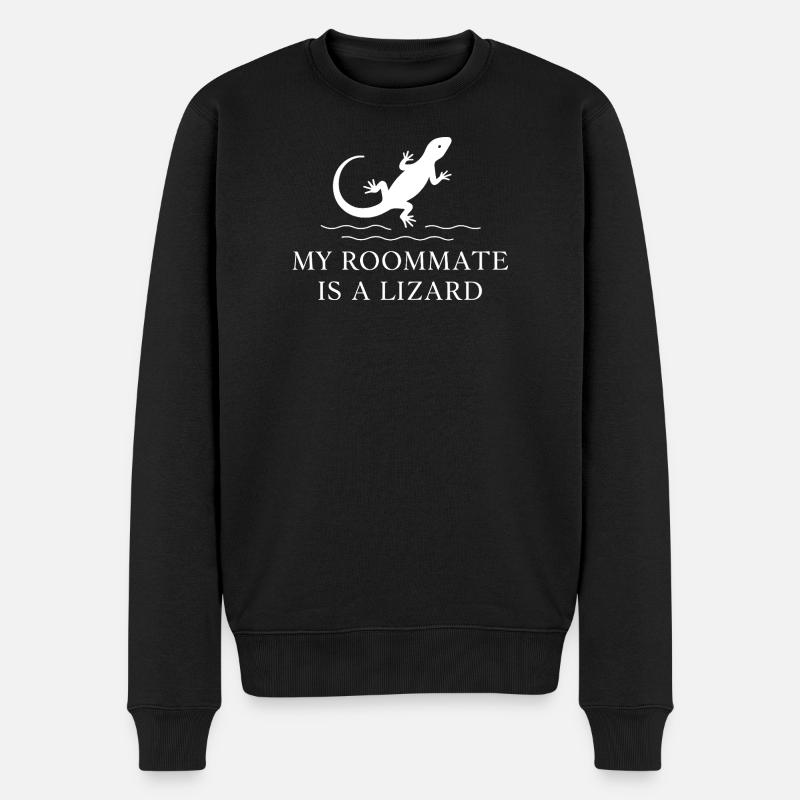 Mein Mitbewohner ist eine Echse - Männer Premium Bio Pullover - Schwarz