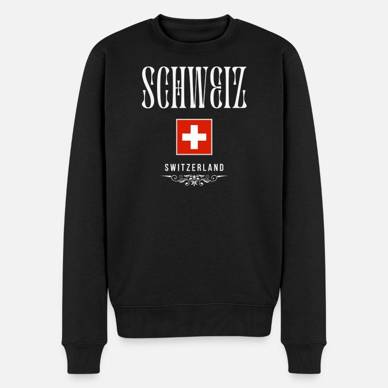 Drapeau suisse, fabriqué en Suisse - Pull Premium bio Homme - noir