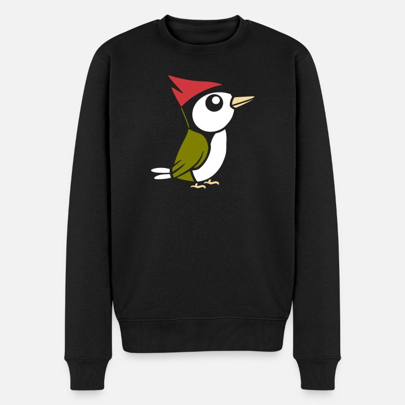 Specht - Männer Premium Bio Pullover - Schwarz