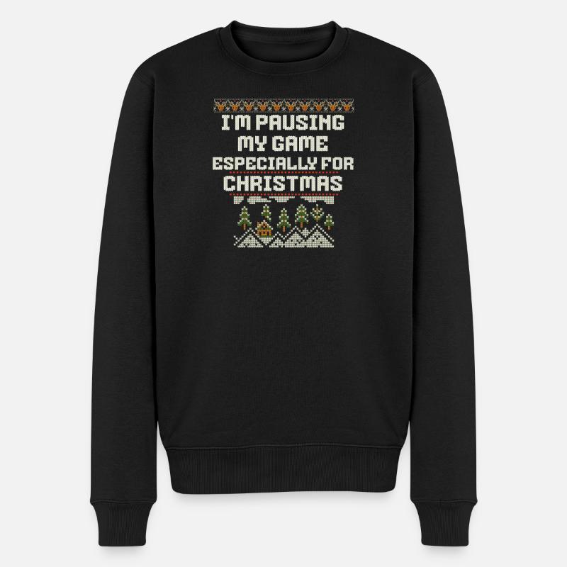 Gaming Weihnachten zocken zu den Festtagen - Männer Premium Bio Pullover - Schwarz